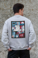 Утеплений оверсайз світшот на флісі з принтом Without Rick and Morty Gray