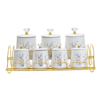 Набор для специй 4 шт по 250 мл и 3 шт по 550 мл на металической подставке HP1216