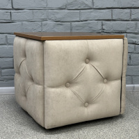 Пуф-трансформер 5в1 Остин-1 со столиком велюр бежевый/орех калифорнийский 3-4-9005