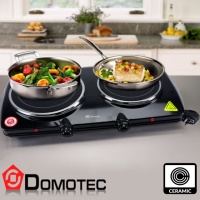 Плита электрическая настольная двухконфорочная Domotec MS-5852 Черная электро плитка стеклокерамика