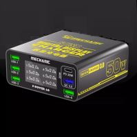 Зарядная станция с цифровой индикацией MECHANIC F-Power 6S, PD3.1-5В4А, 9В2.2A, 12В1.67А, 15В3А, 20В2,25А, QC-3 .4*USB-A. 220V/50W. 197*151*68mm