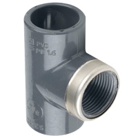 Трійник ПВХ Hidroten 1002180 90° з метал. кільцем, ВР, d20 мм, 1/2«