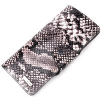 Многофункциональное женское портмоне из натуральной фактурной кожи под змею KARYA 21002 Черный