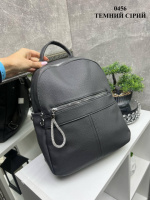 Темно-сірий - стильний молодіжний рюкзак на два окремих відділення на блискавці (0456)