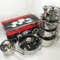 Набор посуды UNIQUE UN-5036 из нержавеющей стали с толстым 5-ти слойным дном.