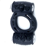 Чорне ерекційне віброкільце з двома віброелементами «vibrating cock ring double» від Boss