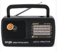 Радиоприемник KIPO KB-409, FM радио, AUX,  корпус пластмасс, Black, BOX