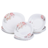 Столовый сервиз фарфоровый на 6 персон 18 тарелок белый HP-7-714