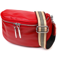 Жіноча напівкругла сумка через плече з натуральної шкіри 722081 Червона