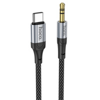 Кабель HOCO UPA26 DC3.5 (папа) => Type-C (папа), круглый в оплетке, 1м, Black, Box