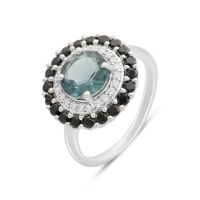 Серебряное кольцо CatalogSilver с натуральным топазом Лондон Блю 2.9ct, сапфиром, вес изделия 4,6 гр (2168577) 19 размер