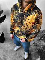 Весняний чоловічий худі зі смайлами чорно-жовтого кольору