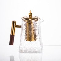 Чайник для заваривания стеклянный для чая 1 л  с металлической ручкой прозрачный HP-34-36