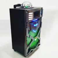 Музыкальная колонка со светомузыкой WilliCo 300 Вт и микрофоном, портативна колонка с диско-шаром