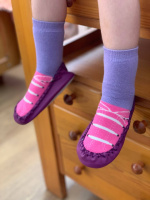Махрові носочки-чешки «Фіолетові пуанти» з антиковзкою підошвою 24/25 ( 16,5 см устілка, 3-4 роки)