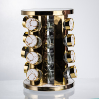 Карусель для специй 16 баночек по 100 мл, белый мрамор HP-1371