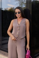 Жіночий костюм двійка жилетка з брюками «Cavin» | Батал | Розпродаж моделі Мокко, 50-52