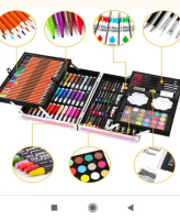 Художній набір для малювання FOCO Єдиноріг 145 предметів в алюмінієвій валізці Рожевий