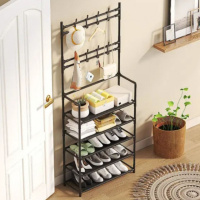 Напольная стойка-вешалка для одежды и обуви Simple Floor Clothes Rack 172х60х26 см Черная