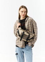 Велика шкіряна жіноча поясна сумка бананка високої якості українського виробництва- сіра