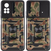 Ударостійкий чохол Camshield Serge Ring Camo для Xiaomi Poco X4 Pro 5G, Коричневий / Army Brown - купити в SmartEra.ua