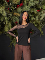 Жіноча кофтинка з блискітками «Hype» | Норма і батал Чорний, 46-48