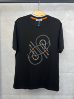 Футболка Hermes чорна з вишивкою f707