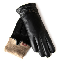 PODIUM Перчатка Женская кожа F1-5909 black шерсть