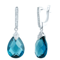 Серебряные серьги CatalogSilver с топазом Лондон Блю 8.345ct (1903704)