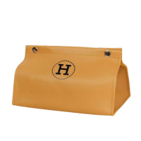 Салфетница из эко кожи 20×7.5×11.5 см для салфеток на кнопках Желтый HP-3-213Y