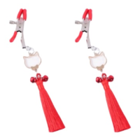 Затискачі для сосків з пензликами і дзвіночками червоні «Nipple Clamps» від Mokko Toys