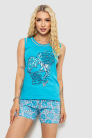 Піжама жіноча, колір бірюзовий, 243R03674