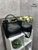 АКЦІЯ. Чорний —  комплект сумка + клатч - фурн.золото — на блискавці, зі знімним ременем у комплекті (2010)