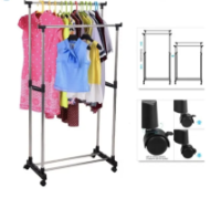 Вешалка стойка для одежды телескоп. Double Pole DC-0025 (155/75/35см)