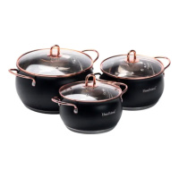 Набор кастрюль из нержавеющей стали 2,6 л - 3,6 л - 6,1 л с стеклянными крышками HP33525B