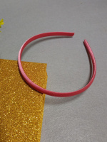 Обруч (заготовка) пластик с атласной лентой/ 0.9 см/ коралловый