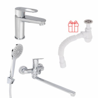 Комплект для Ванної Latwa: Змішувач для раковини LDLAT001CRM45412 + Змішувач для Ванної LDLAT005CRM45415