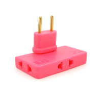 Тройник + переходник 3 in 1, UK/US-EU, 220В, 10А, поворотный 180°, Pink