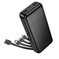 Power bank Hoco J163A 20000mAh + кабеля 4в1 USB-А/ Lightning/ Type-C/ MicroUSB black