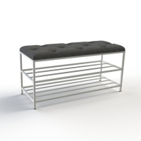 Банкетка для обуви Женева-1 90см велюр серый 7-0-9003