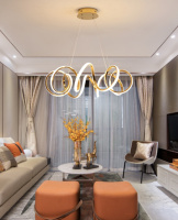 Люстра светодиодная подвесная LED светильник для квартиры на потолок лэд 27500 Золото 30-180х55х55 см.