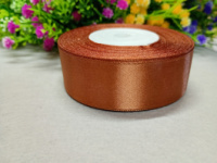Атласная лента/ 2,5 см/ 23 метра/ коричневый
