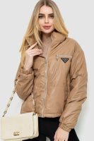 Куртка жіноча з м'якої екошкіри, колір бежевий, 186R095