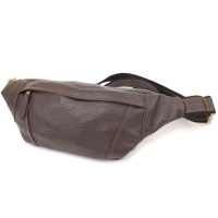 Модная сумка-бананка для мужчин из натуральной зернистой кожи Shvigel 23128 Коричневый