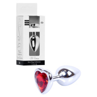 Анальний корок Jewellery Silver Heart Plug Red з декоративним серцем червоним для аналевої стимуляції