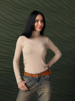 Жіночий гольф в рубчик «Made» оптом | Батал Бежевий, 50-52