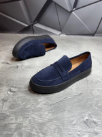 Лоферы мужские замшевые LORO PIANA Suede ROYAL Black! Мокасины мужские замшевые синие! Натуральная ЗАМША!