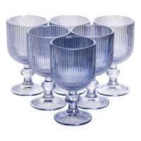 Набор бокалов для вина 6 (шт) по бокалы под вино 220 (мл) на ножке бокалы винные Голубой HP-19-7114BL