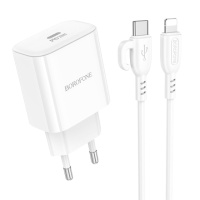 Мережевий Зарядний Пристрій Borofone BA81A 1USB-C PD/QC 20W+Type-C to Lightning