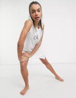 Літня пляжна сукня туніка Calvin Klein біла, з капюшоном